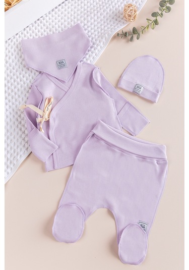 Kendinden Eldivenli Natural Bebek Hastane Çıkışı Bebek Takımı Çok Renkli