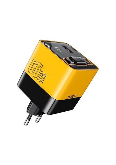 Wk Wp-u39 65w Usb-c / Tip-c, 80cm Tip-c Kablosu İle Usb Gan Hızlı Şarj Cihazı, Fiş Tipi: Ab Fiş Sarı Sarı