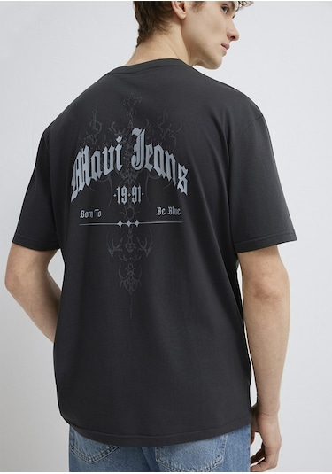 Mavi - Mavi Jeans Baskılı Antrasit Tişört 0613212-70087 Antrasit