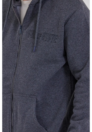 Age Of State Nakışlı Fermuarlı 3 İplik Sweatshirt Antrasit