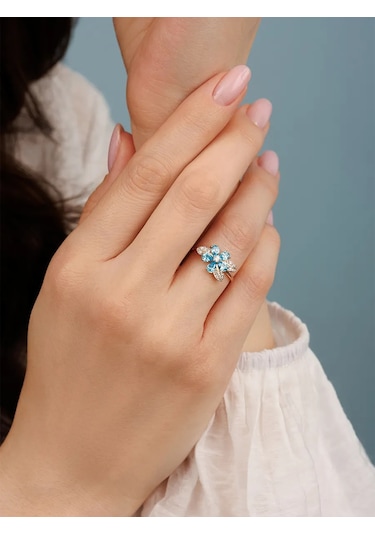 Veronika 925 Ayar Gümüş Altın Kaplama Çiçekli Yüzük 178641760 Altın