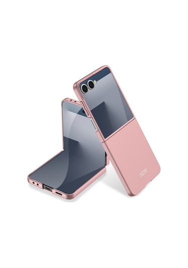 Samsung Galaxy Uyumlu Z Flip 7 Kılıf Sert Renkli Kıpta Kapak Pembe