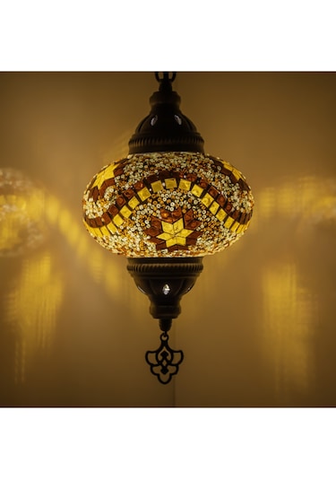 Osmanlı Mozaik Askılı Lamba Tekli Osmanlı Tarzı Avize Renkli