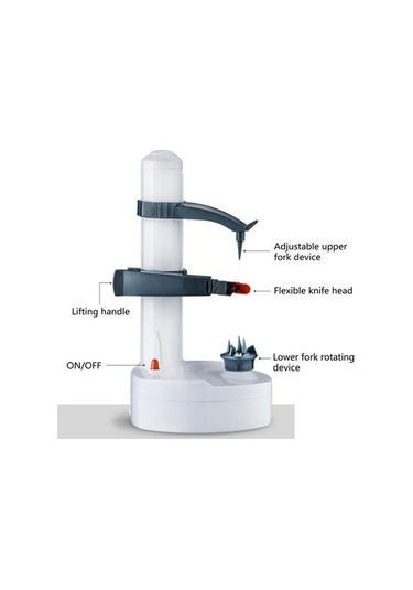 Novahub Elastik Kalınlık Ayarlı Beyaz Elektrikli Soyucu, Otomatik Meyve-sebze Soyucu, Mutfak Aracı, Kullanıcı Dostu Tasarım Beyaz
