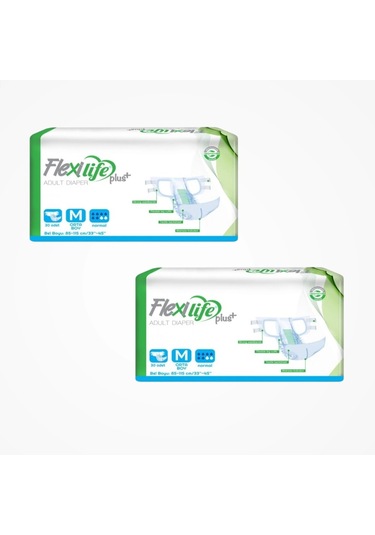 Flexi Life Yetişkin Tekstil Yüzeyli Bel Bantlı Hasta Bezi M Medium 30'lu Paket X 2 Paket M