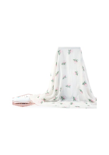 Geeksen Bebek Pamuklu Battaniye - Bambu Lifli, Yumuşak Ve Nefes Alabilir, 130x110 Cm, Güneş Gülü Desenli, Ev Ve Seyahat İçin Beyaz