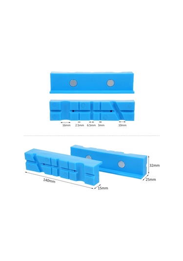 Lemestar Pense Mengene Çeneleri İçin 2 Adet Manyetik Koruma Şeridi, Mengene Çeneleri İçin Kayma Mavi