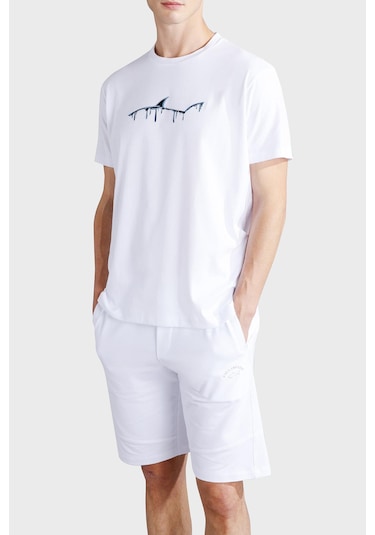 Paul & Shark Erkek T Shirt 24411052 010 Beyaz Beyaz