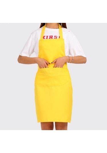 Sarı Cepli Önlük Kalınlaştırılmış Pamuk Polyester Karışımı Yemek Pişirme Mutfağı Restoranı