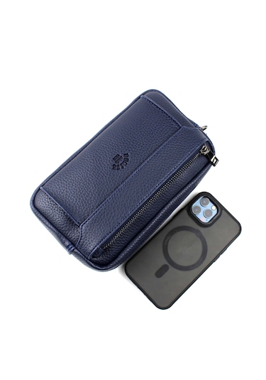 Erkek Lacivert Lüks El Ve Bileklik Kemerli Portföy El Çantası Lacivert