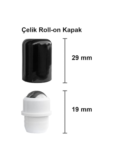 Çelik Roll On Şişesi 100 ML Sızdırmaz Siyah Kapaklı Şeffaf Cam Şişe 100 Adet