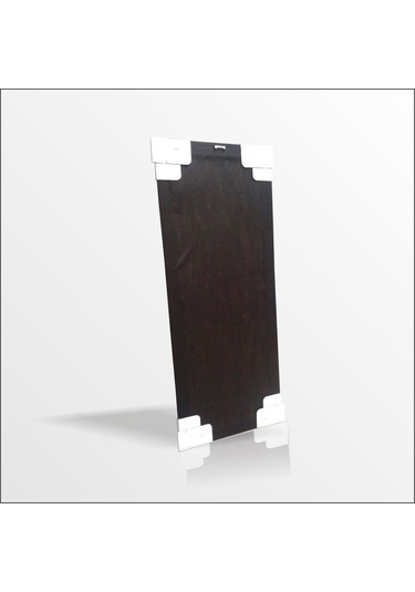 40X100 Cm Siyah Çerçeveli Gümüş Yaldız Varaklı Cam Boy Aynası Gümüş - Siyah