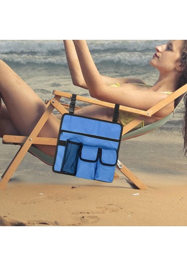 Dolıty Açık Plaj Sandalye Kol Yan Çantalar Organizatör Mavi Çok Renkli