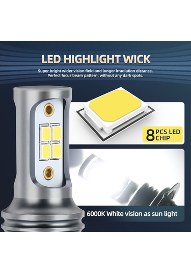 Xindoker V1 Araba Led Sis Farı 16w 1000lm 6000k Beyaz Ip68 Su Geçirmez 9005/hb3/h10 Soketli 2'li Set