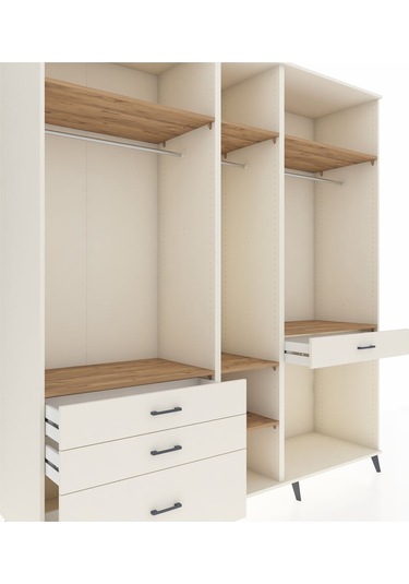 Kronos Dolap 7 Raflı 4 Çekmeceli 3 Askılı 220x59x243 Aytaşı-çam/aytaşı Atlas Çam/aytası