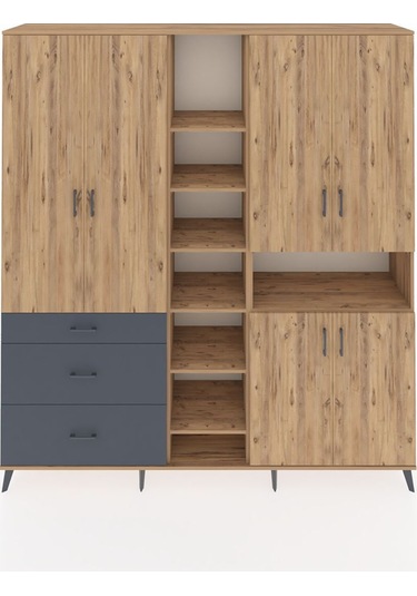 Hyperion Dolap 13 Raflı 3 Çekmeceli 6 Kapaklı 220x44x243 Çam-çam/antrasit Atlas Çam/antrasıt Hyperion Dolap 13 Raflı 3 Çekmeceli 6 Kapaklı 220x44x243 Çam-çam/antrasit Atlas Çam/antrasıt