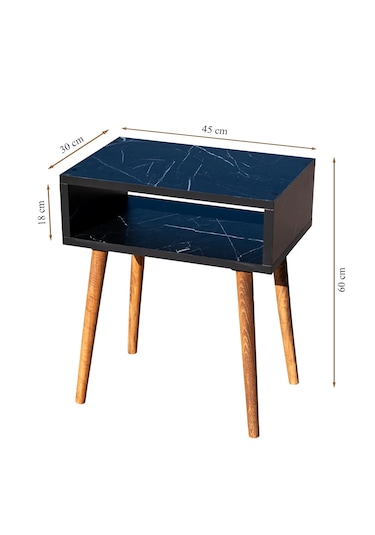 Siyah Mermer Desenli Yan Sehpa,başucu Sehpa,komidin