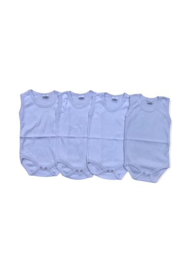 Salarticaret Bebek Basic Ribana Bisiklet Yaka 4Lü Atlet Body -Beyaz
