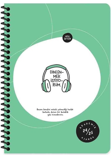Keskin Color A5 Spiralli Akademik Ajanda - Dinlenmek Istiyorum Yeşil