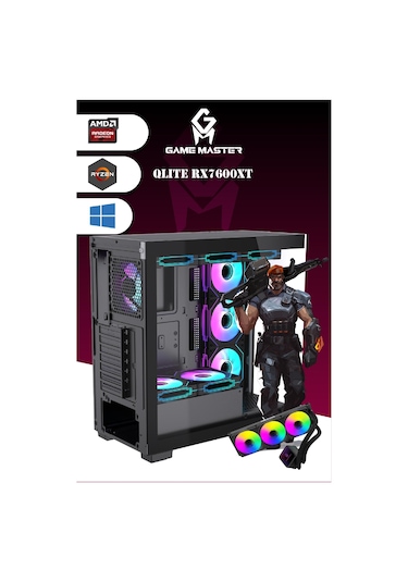 Game Master Qlite RX7600XT R7 5700X 32 GB 1 TB M.2 SSD RX7600XT Free Dos Masaüstü Oyuncu Bilgisayarı