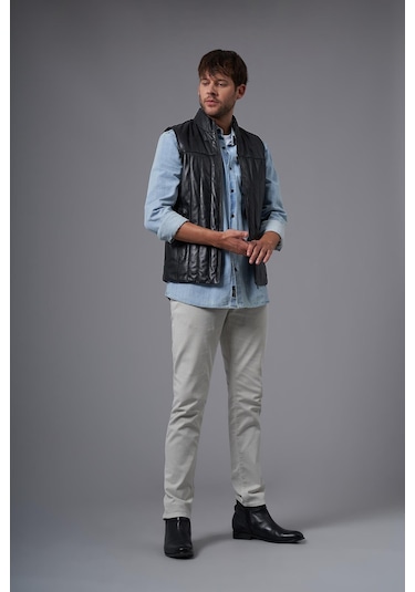 Guido Siyah Deri Yelek 118521 001