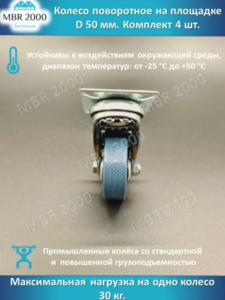 Mbr2000 Döner Platformlu Mobilya Tekerleği D 50 Mm 37406753 Gri