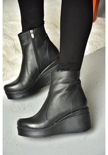 Fox Shoes R667930003 Siyah Hakiki Deri Kadın Bot Siyah