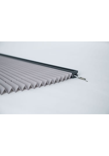 Blind-x Gri Plise Katlanır Cam Balkon Perdesi, Ofis Perdesi, Mutfak Perdesi, Salon Perdesi