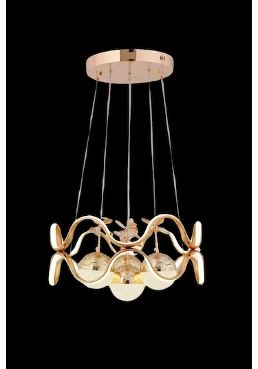 Ey-El Tasarım Modern 4 Lü Ledli Gold 3 Renk Sarkıt Avize Gold