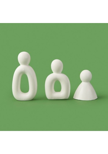 Evidea Deco 3'lü Family Obje - Beyaz Beyaz