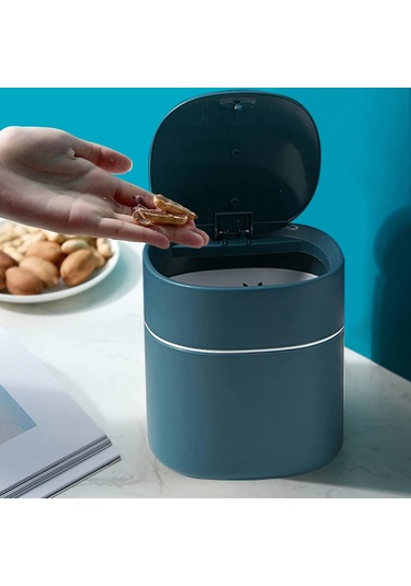 Pazly--mini Çöp Kutusu Masaüstü Çöp Kutusu, Basılarak Açılan Kapaklı Küçük Masa Üstü Kutusu Ev Için Zarif Yuvarlak Köşe Kağıt Kutusu A