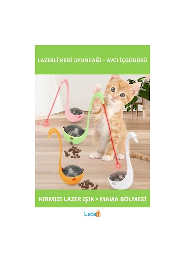 Kuğu Şeklinde Eğlenceli Lazerli Kedi Oyuncağı