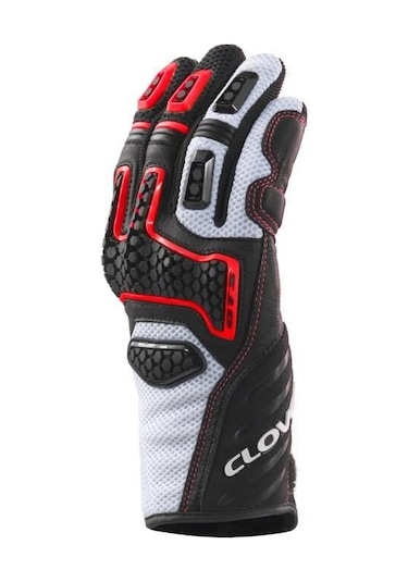 Clover Gts-3 Korumalı Yazlık Motosiklet Eldiveni Beyaz Kırmızı