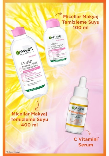Garnier Parlak Bakım Seti - C Vitamini Serum & 100 Ml Micellar & 400 Ml Micellar pktgrnparlakset-10741