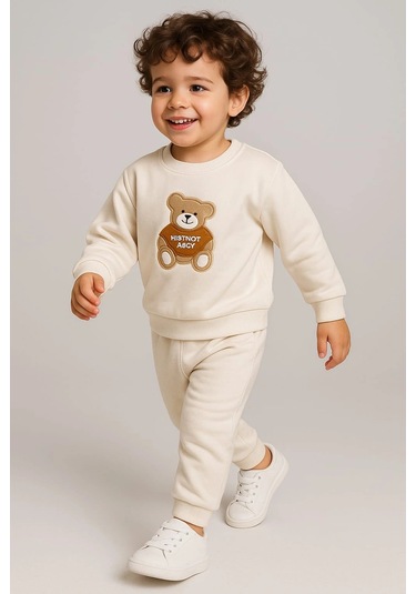 Çocuk Rahat Eşofman Takımı % 100 Pamuk BEYAZ