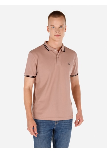 Colins Pembe Erkek Polo Kısa Kol Erkek Polo Yaka Tişört Pembe