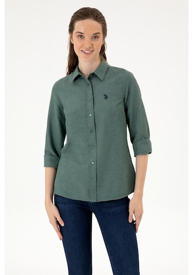 U.s. Polo Assn. Kadın Koyu Yeşil Gömlek Basic 50316711-vr079 Koyu Yesıl
