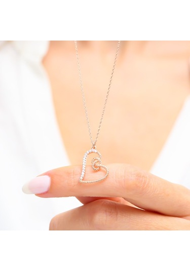 Kalbin Aşk Düğümü Rose Renk Gümüş Kolye