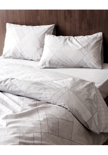 Aurelie Tek Kişilik %100 Pamuk Ranforce Baskılı Nevresim Takımı - Gri 8684427282687 Gri