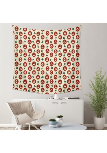 Noel Desenli 59x59 İnç Kare Duvar Halısı, Yumuşak Kumaş, Oturma Ve Yatak Odası Dekoru İçin