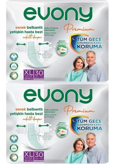 Evony Premium Belbantlı Extra Large XL Hasta Bezi 60 Adet