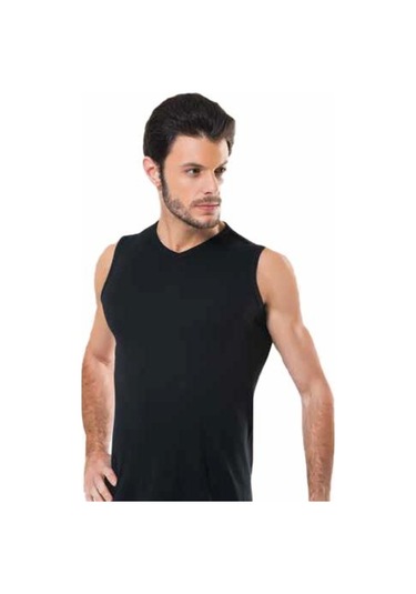 6 Lı Paket Hmd Ribana Erkek Sıfır Kol V Yaka Fanila Atlet Beyaz 5