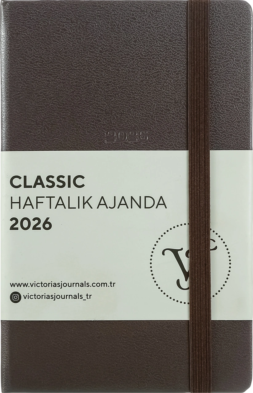 Classic 2026 Haftalık Ajanda A6 9x14 Cm Sert Kapak. Kahverengi