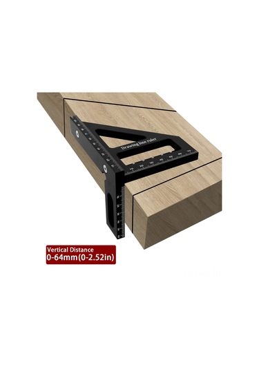 Reedark Alüminyum Ahşapçılık Ölçü Cihazı - 45/90 Derece Açı Ölçümü, Çizim Ve Kalibrasyon İşlevi - Siyah