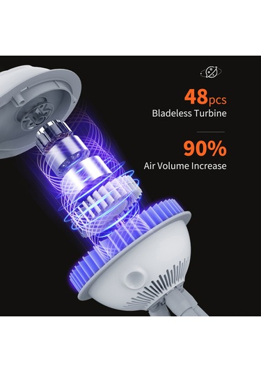 Padalink Bebe Arabası Fanı, Bladesiz Tasarım, 4 Hız Ayarı, Telefon Tutucu, Şarj Edilebilir, Pembe Renkli Ahtapot Desenli F55