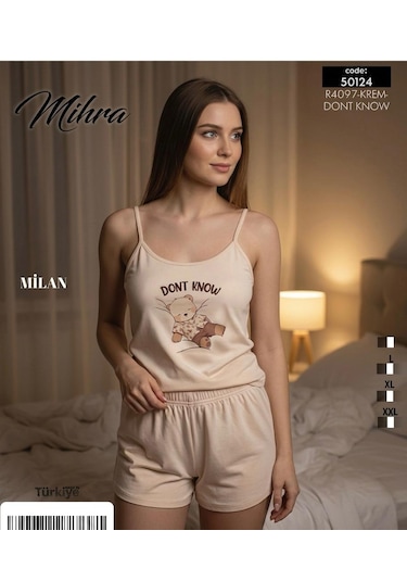 Miressa Pamuklu Pijama Takımı Krem