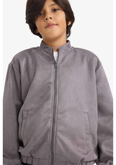 Defacto Erkek Çocuk Kolej Yaka Fermuarlı Bomber Ceket G3873a825wngr2 Gri-gr2