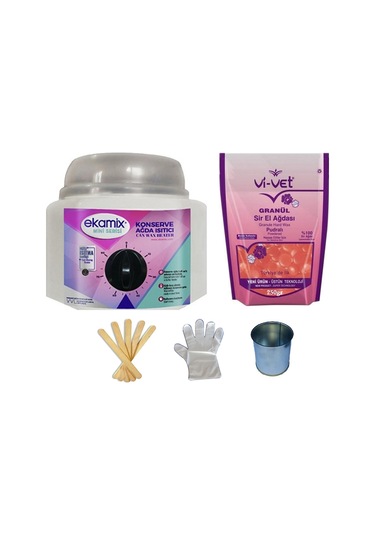 Ekamix Sir Ağda Makinesi + Vivet Granül Pudralı Ağda 250 G + Cezve