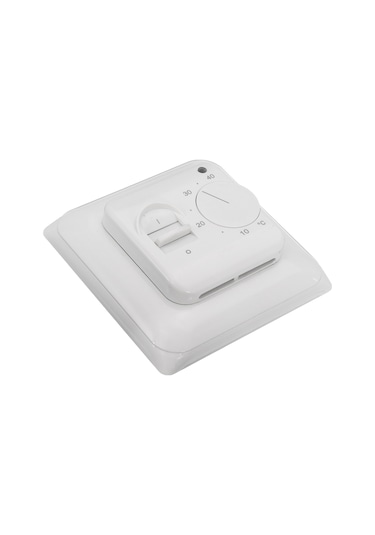 Xindoker Manuel Knoblu 230v Radyant Isı Kontrol Cihazı, 5-40 C Aralığında, 16a, 3m Sensörlü, Ip20 Beyaz Termostat