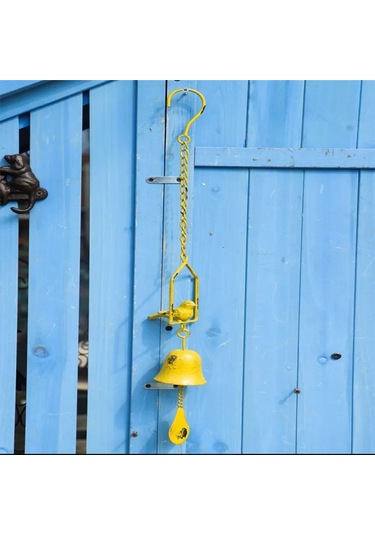 Tenfowee Klasik Sarı Kuş Desenli Dökme Demir Çanak Çanak, Doğa Sesleriyle Bahçe Ve Ev Dekorasyonu, Dayanıklı Asma Zil